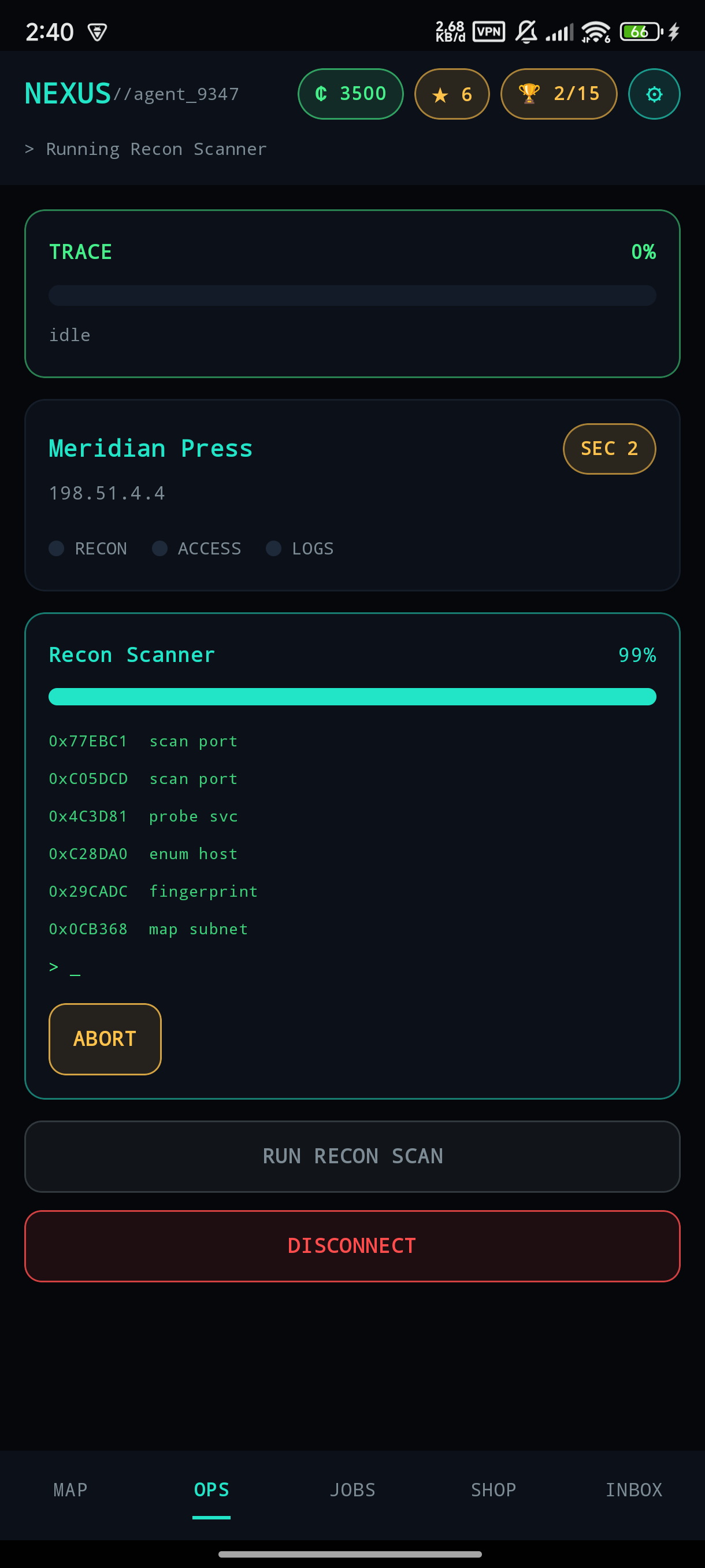 NEXUS operations panel