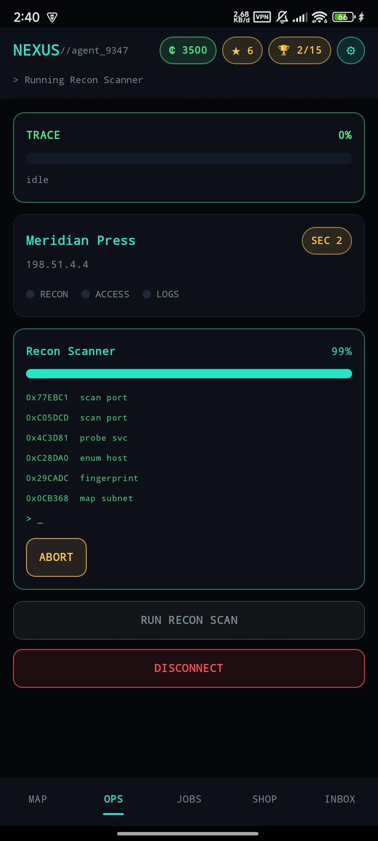 NEXUS operations panel